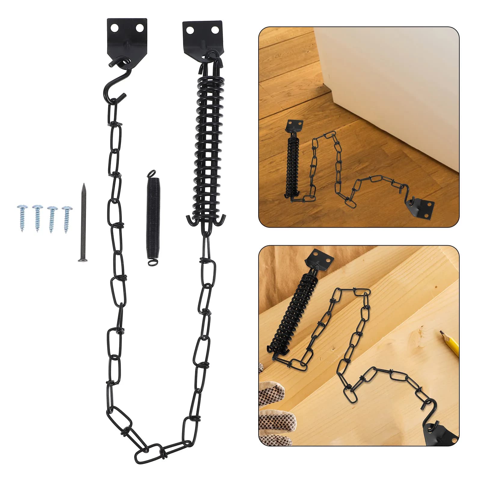 2Set Windproof Chain Door Guard Locks American Style Handle Anti Theft Security Chain Adjustable Door Lock Gate Latches
