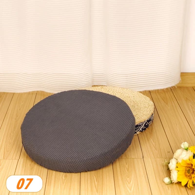 Japanese Style Pouf Seat Cover Tatami Bay Window Floor Seat Cushion Cover No Filling Elastic Fabric Meditation Futon Cover