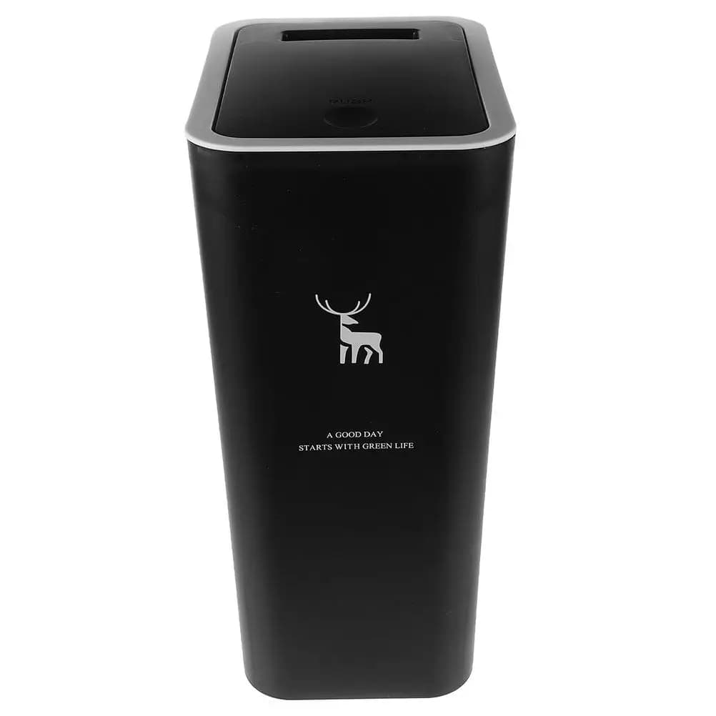 Trash Can Press Top Large Lidded Plastic Garbage Container for Home Office Kitchen Bathroom Waste Bin Recycle Storage Basket