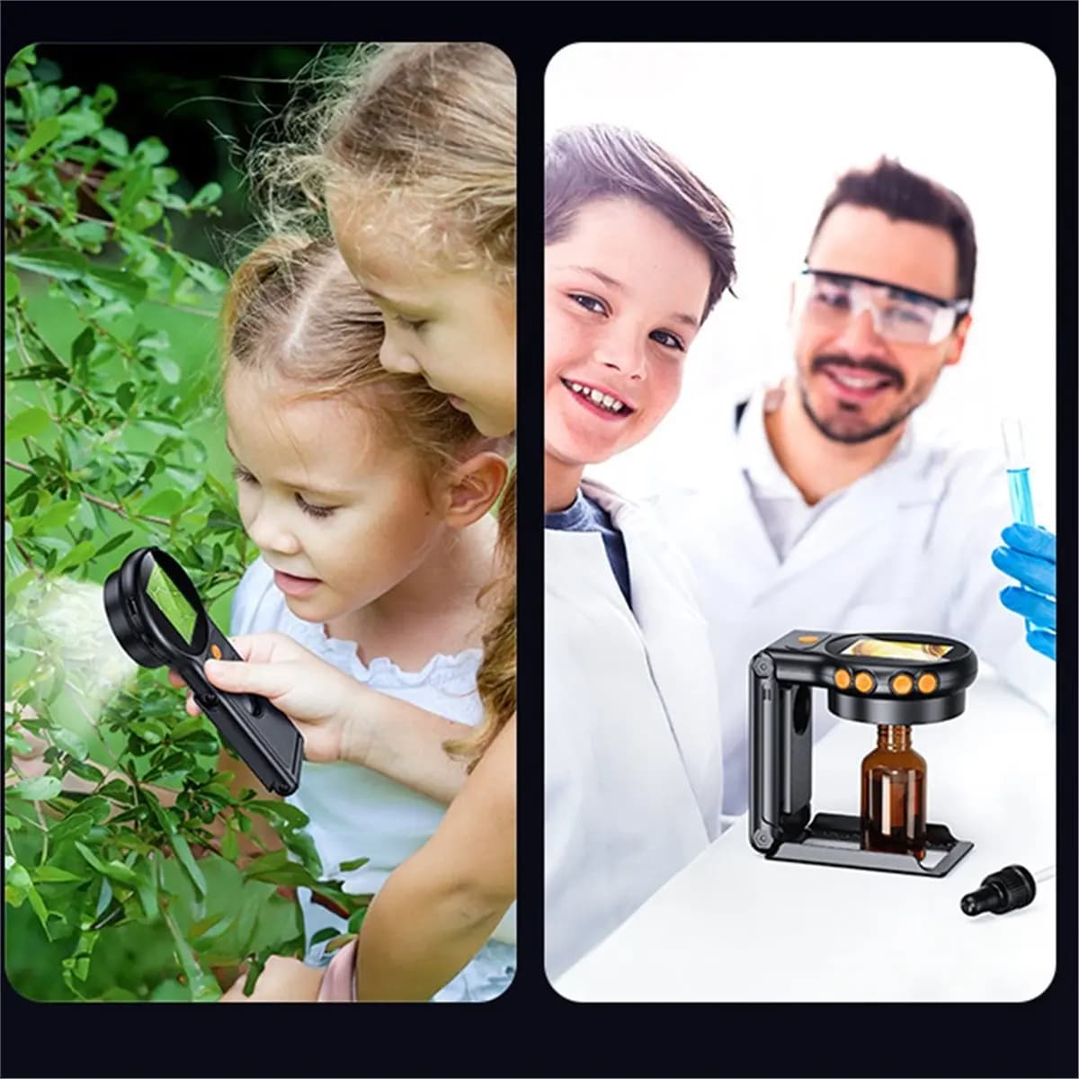 (ABLP) Microscopio Digitale Portatile 64G per Bambini, Microscopio Pieghevole con Lente AF 1080P, Schermo a Colori IPS da 2.0", 2MP, Ingrandimento 500x