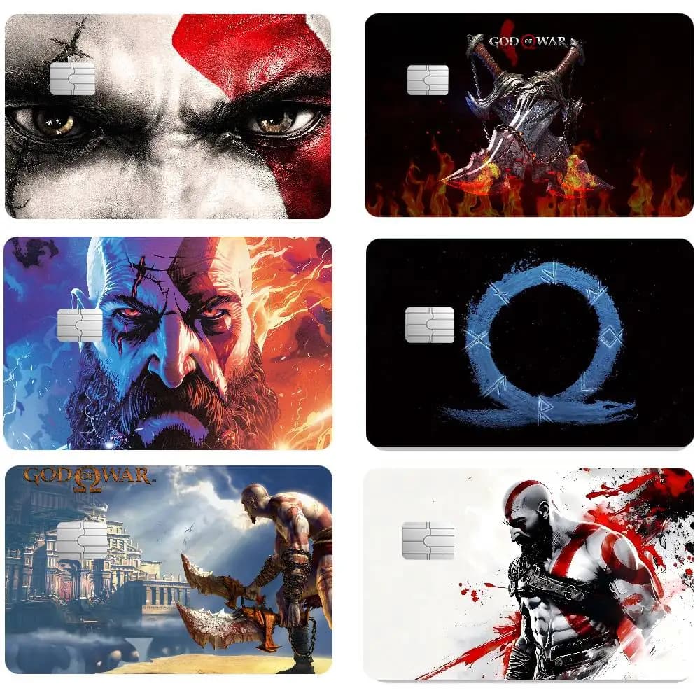 Set di 4 Adesivi Decorativi per Carte di Credito e Debito Ispirati al Gioco God of War