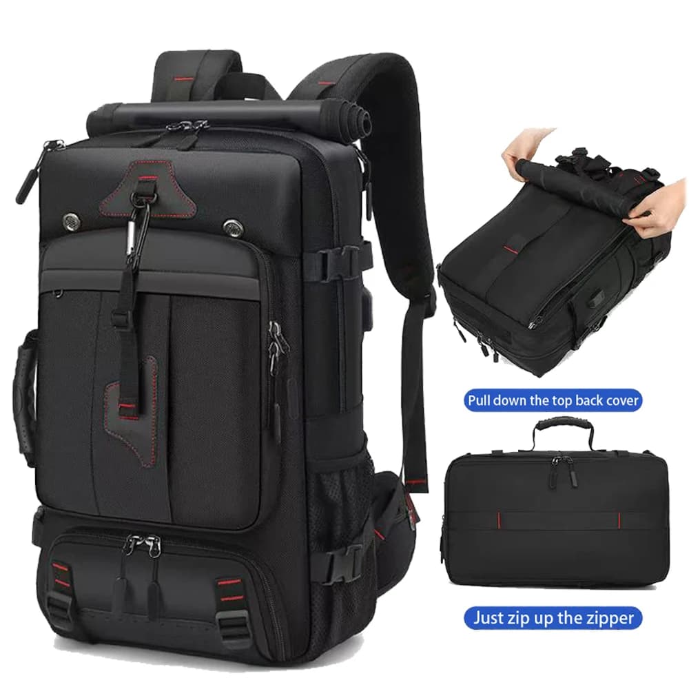 Zaini da viaggio da uomo e da donna, zaino oversize da 60-70 litri, borsa da viaggio convertibile durevole, con scomparto per scarpe