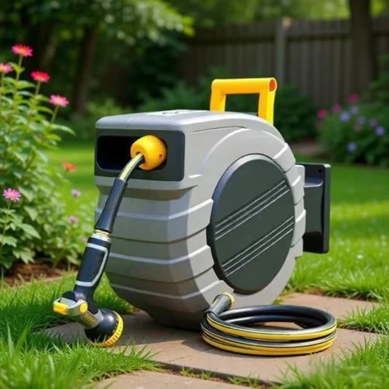 Avvolgitubo da Giardino Retrattile da 100 Piedi (5/8) ad Alta Pressione, Montabile a Parete, per Casa, Giardino, Animali Domestici
