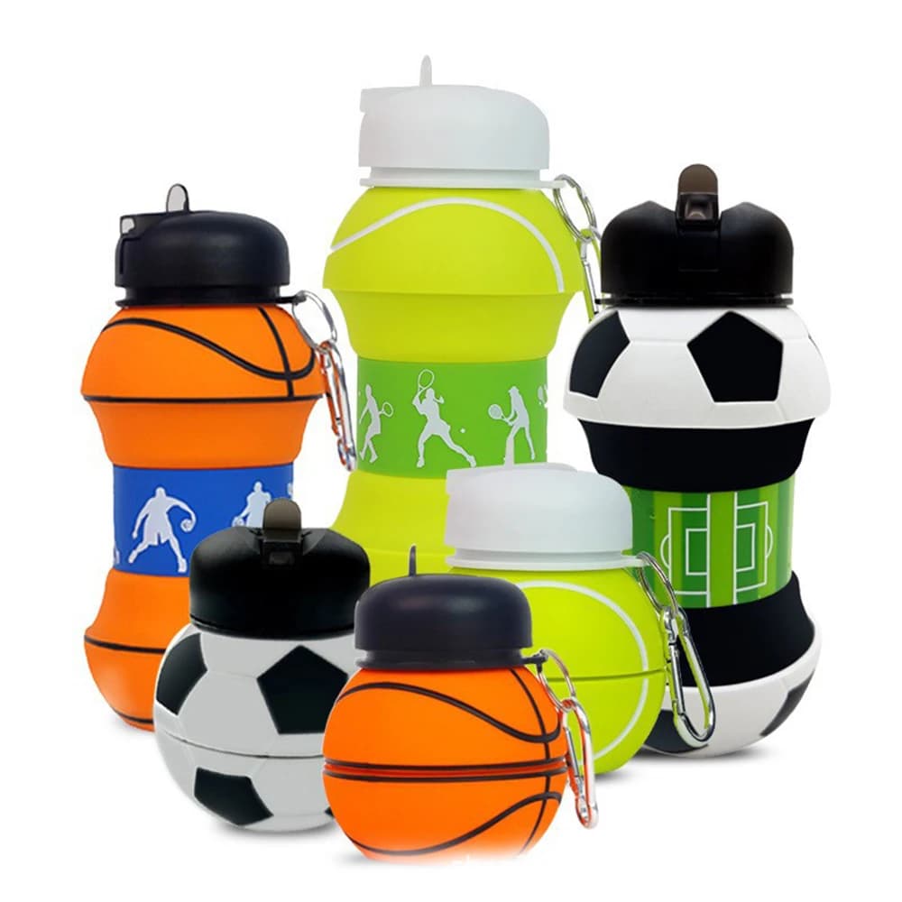 Piega bottiglia d'acqua tazze tazza sport all'aria aperta basket calcio baseball tennis golf scuola bottiglia d'acqua portatile per bambini a tenuta stagna