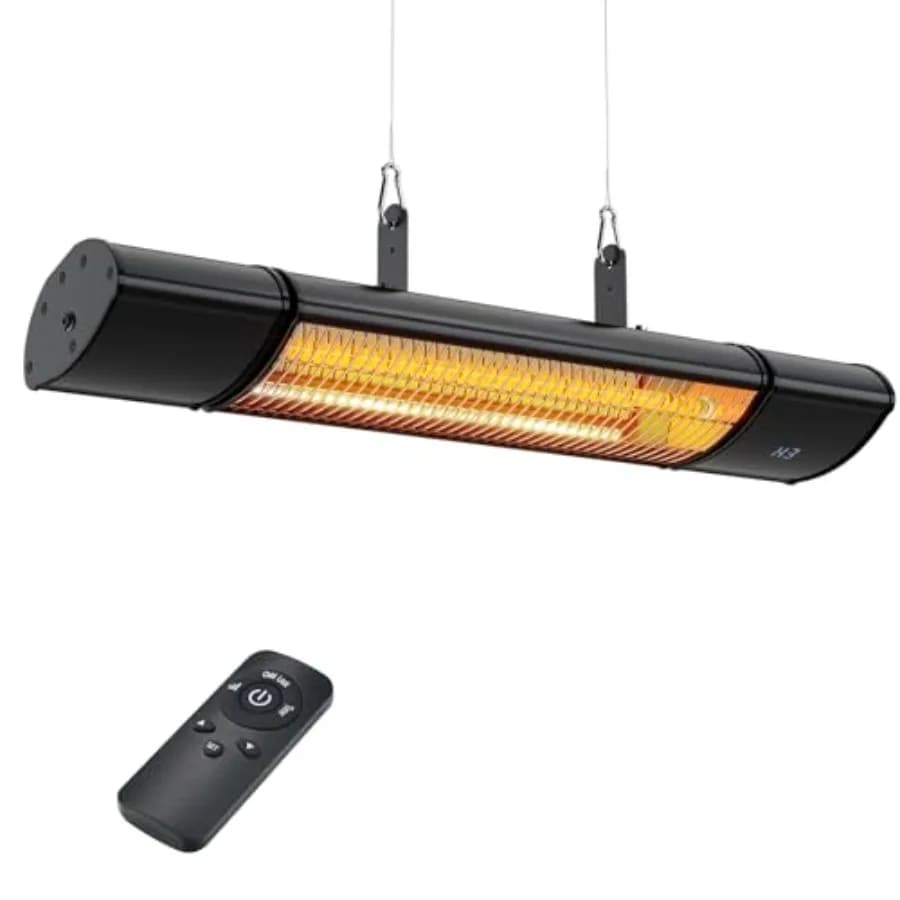 Riscaldatore elettrico da patio sospeso con telecomando integrato nel controllo della temperatura Montaggio a parete o a soffitto per esterno