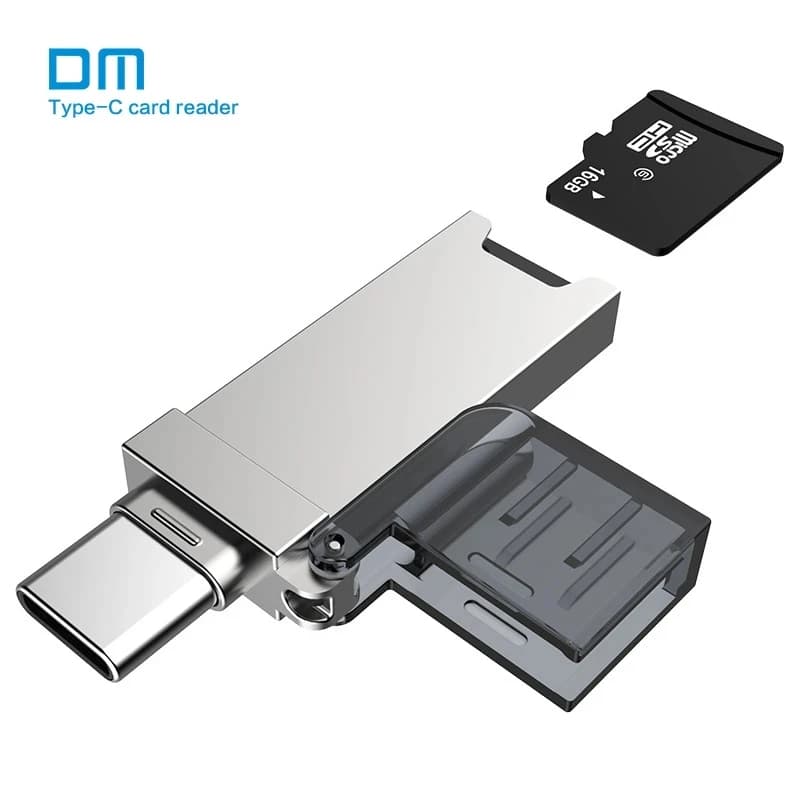 Lettore di schede USB C DM CR006 Lettore di schede multimemoria Micro SD/TF Type C per MacBook o smartphone con interfaccia USB-C