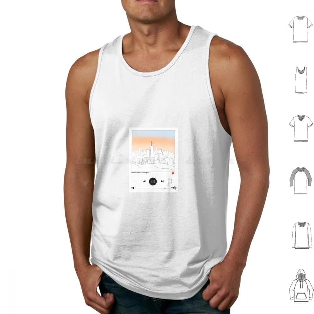 Canottiere Chicago Skyline Canottiere senza maniche Sweet Home Chicago Skyline Music Cute City City Life