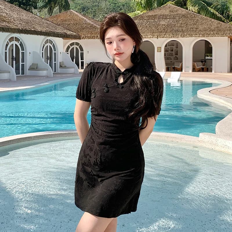 Nuovo stile Costume da bagno a due pezzi Costume da bagno per donna Tankini Set Abiti da bagno con controllo della pancia Pantaloncini da ragazzo Costumi da bagno con gonna