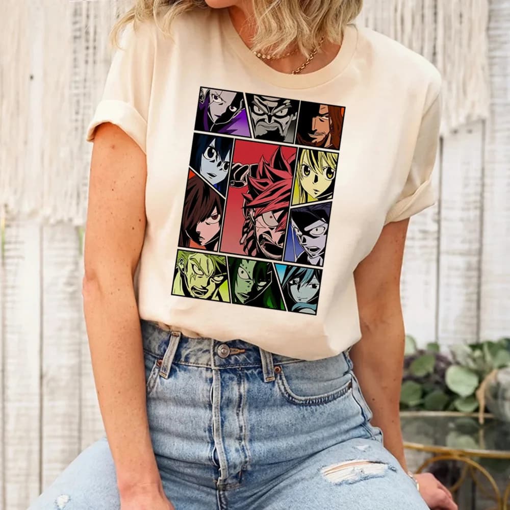 Fairy Tail tshirt girl Psychedelic Gothic Grunge University aesthetic anime shirt anime University Pop Culture Colorful graphic