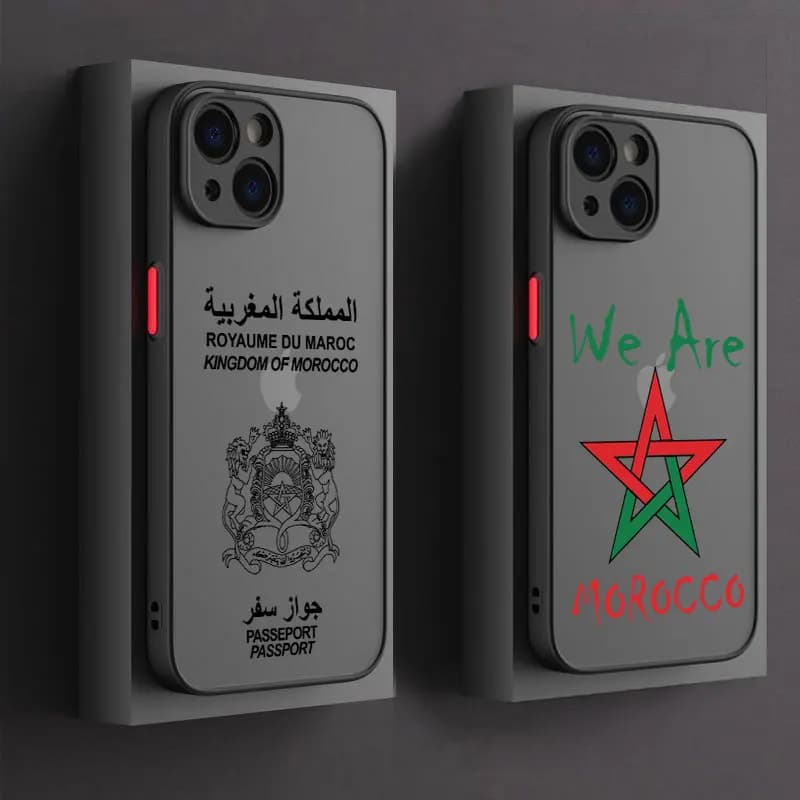 Morocco Flag Passport Logo Phone Case For iPhone 17 16 15 18 Pro Max Case 14 13 12 11 Pro Max 16e 17e Air XS XR X 7 8 Plus Cover