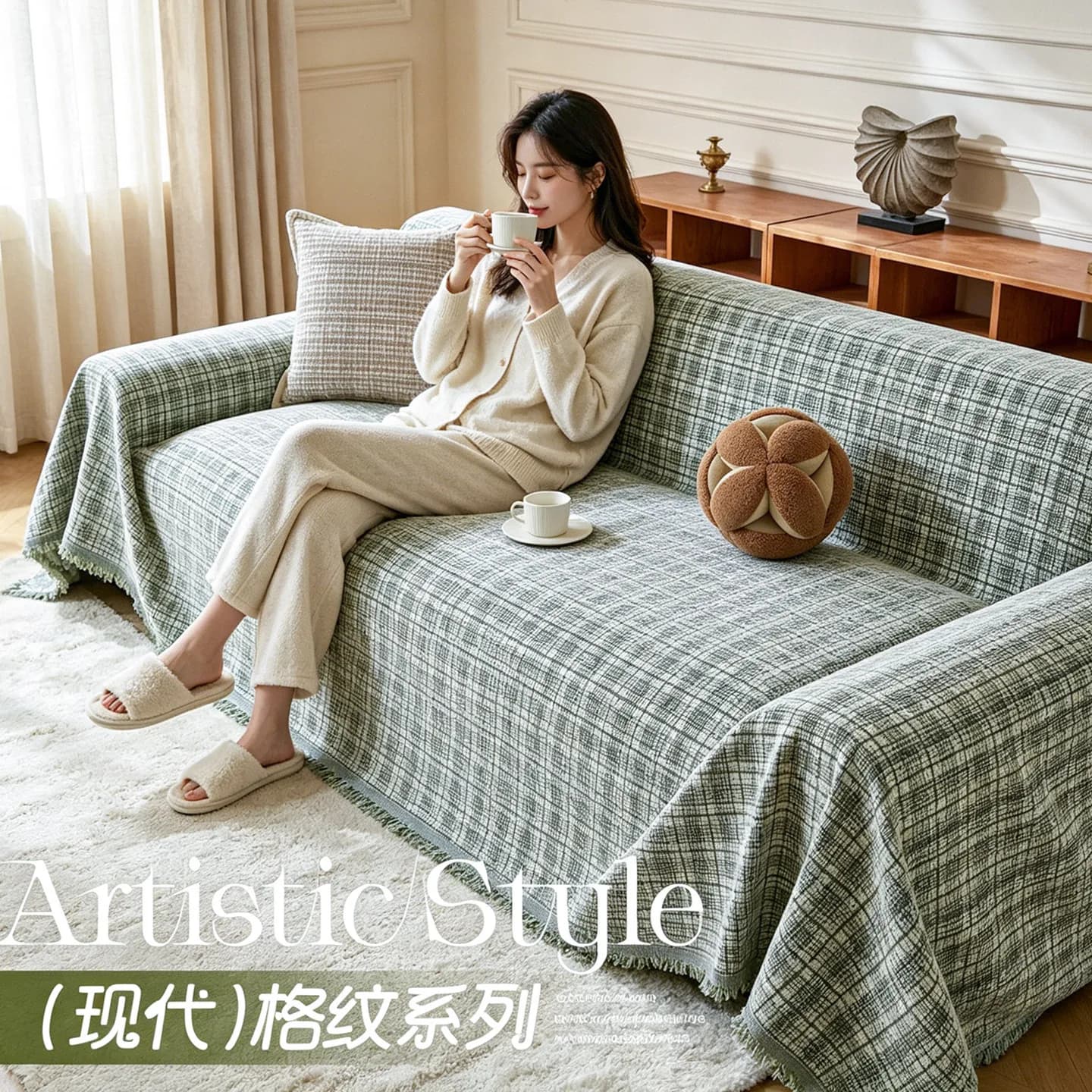 Home Sofa Cover with Tassel Living Room Furniture Cover Living Room Sofa Covers 4 Seater Recliner Sofa Towel Cotton Anti Slip