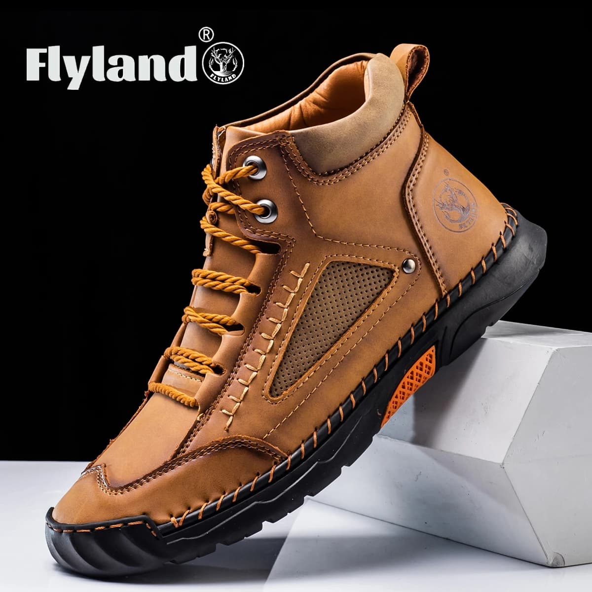 FLYLAND Men'S Fashion Vintage Classical Handmade Dress Boot Chukka Boot Daily Casual Work Office Shoe