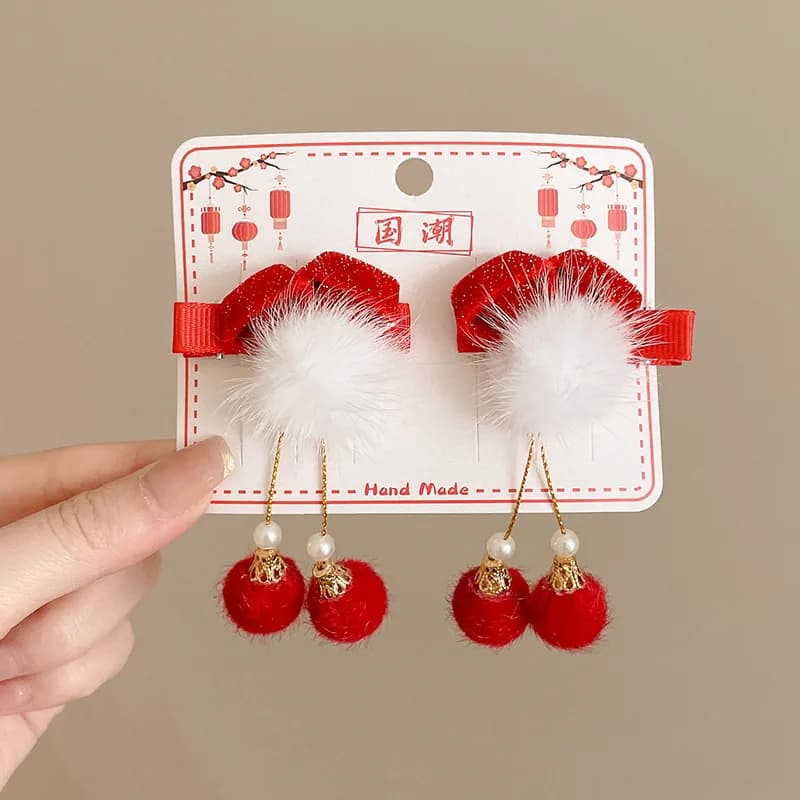 Piccoli regali di Capodanno per bambini, copricapo di auguri di Capodanno, fermagli per capelli con fiocco, fermagli piccoli con nappe nuovo stile 2026, regali per bambini