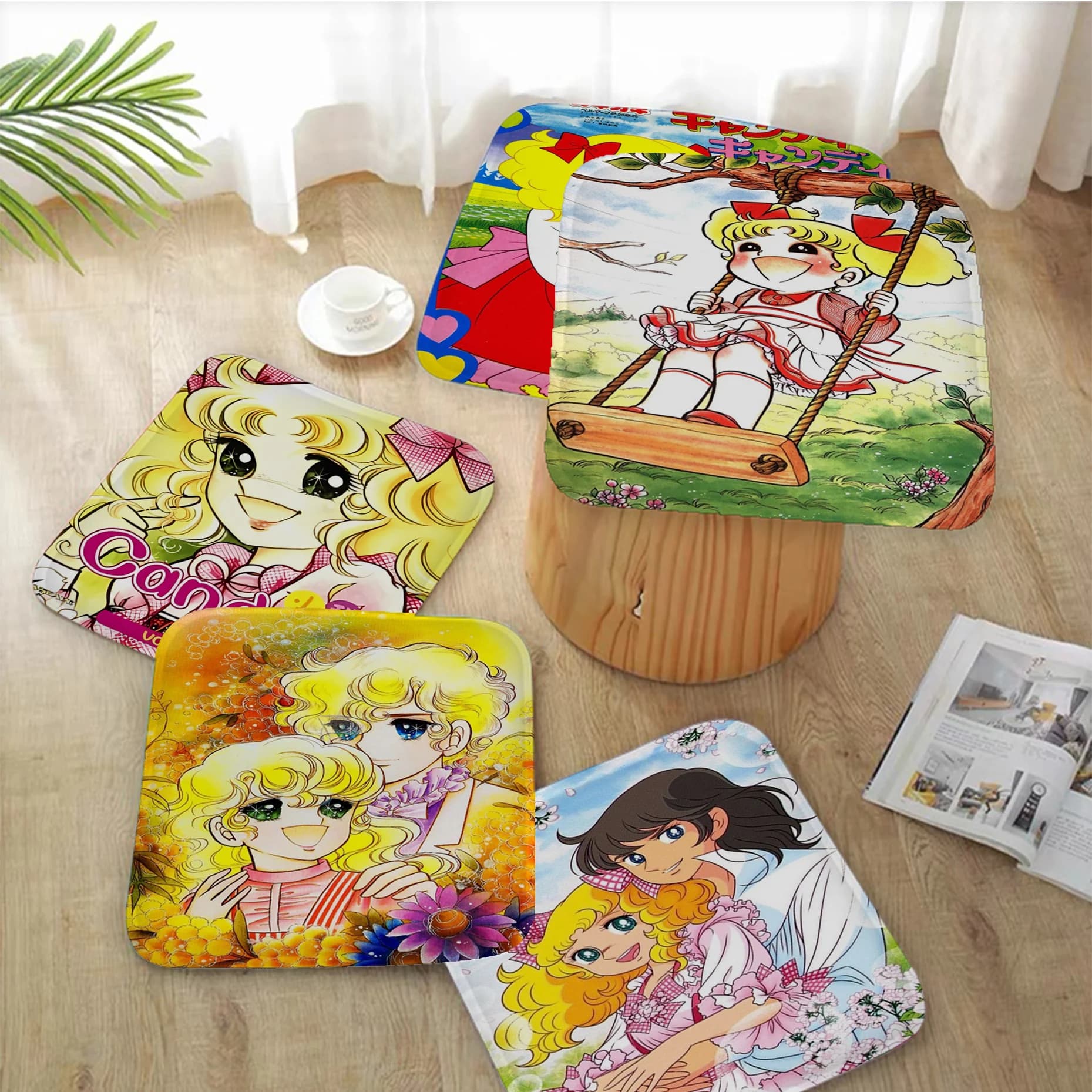 Candy Candy Anime cuscino Mat stampa nordica cuscino per sedia morbido seggiolino auto per ufficio Comfort traspirante 45x45cm cuscino per divano