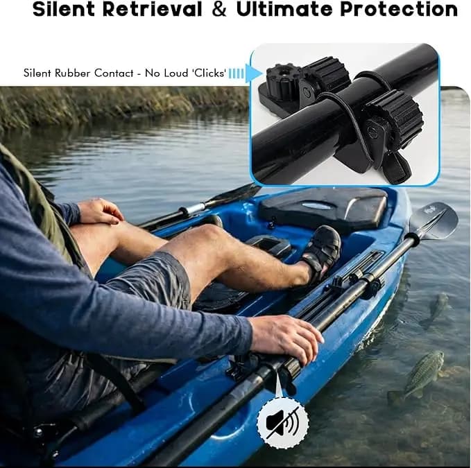 Kayak Paddle Holder Track Mount Kayak Accessory Save Track Space Secure Paddle Fits 0.8–1.3” Shaft PaddleFishing Net Rod Holder