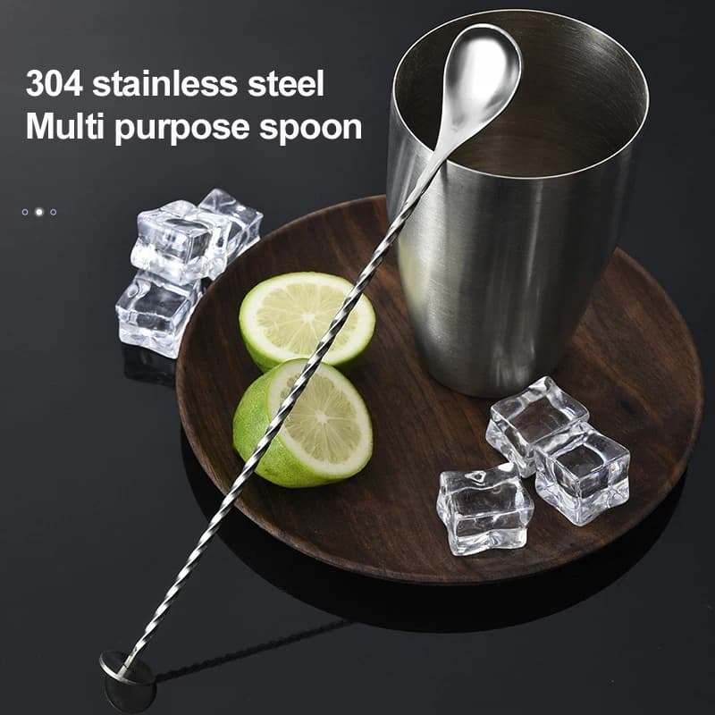 Cucchiaio di miscelazione in acciaio inossidabile manico lungo cucchiaio di agitazione agitatori per bevande cucchiai da Cocktail modello a spirale Bar Cocktail Shaker cucchiaio