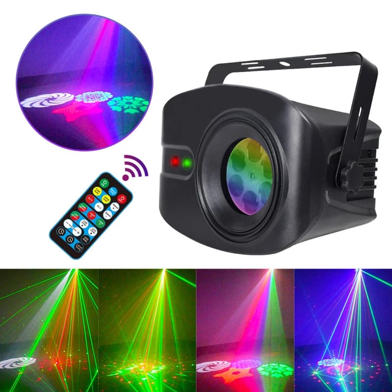 Led Disco Light Party Lights controllo musicale vocale Dj proiettore Laser luce 52 modalità lampada effetto RGB per la casa Wedding Bar compleanno