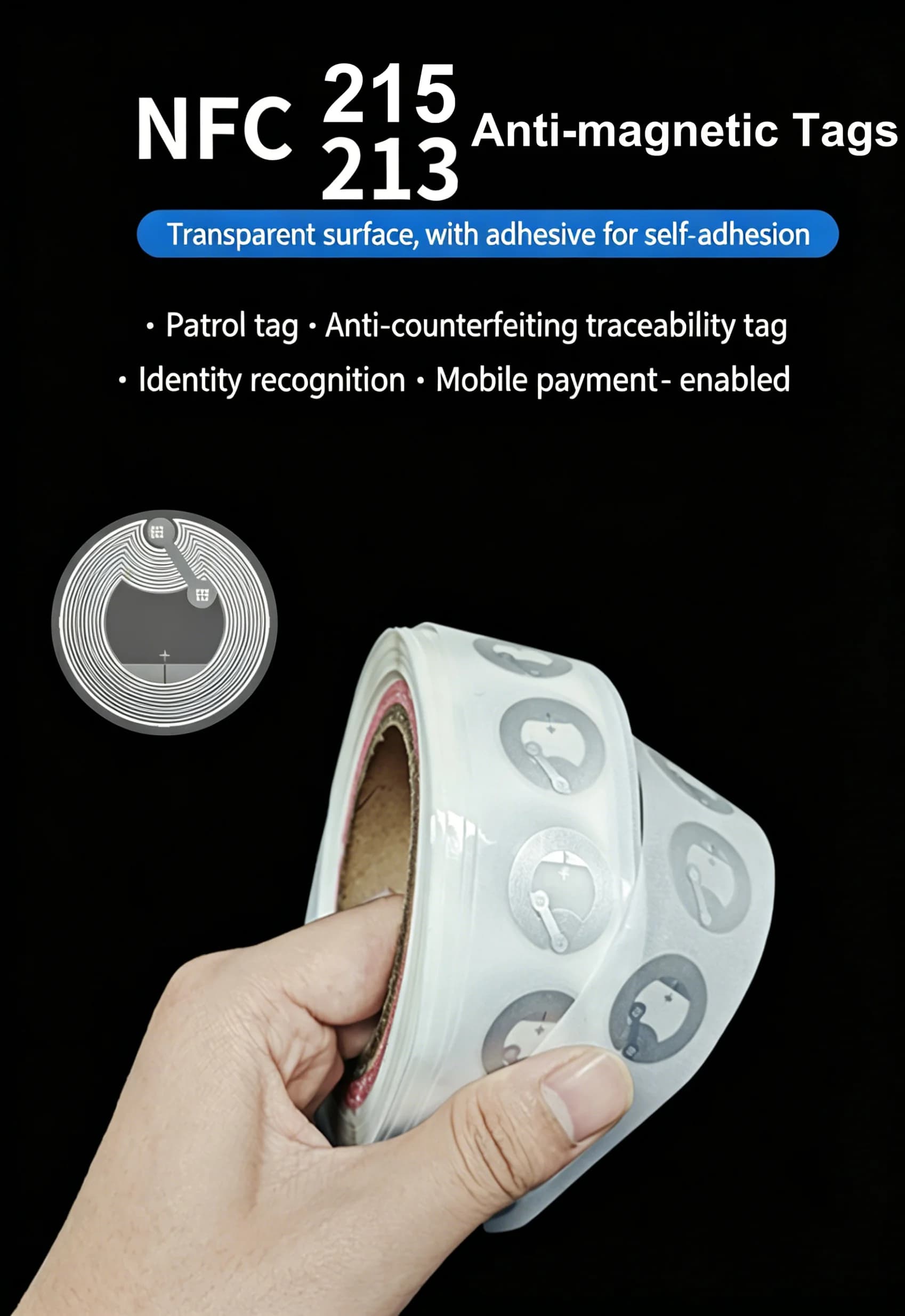 10/50/100Pcs Ntag215 NFC Tag 13.56MHz ISO14443A Ntag213 Ntag216 Self Adhesive RFID Sticker For Phone Shortcut Game Card