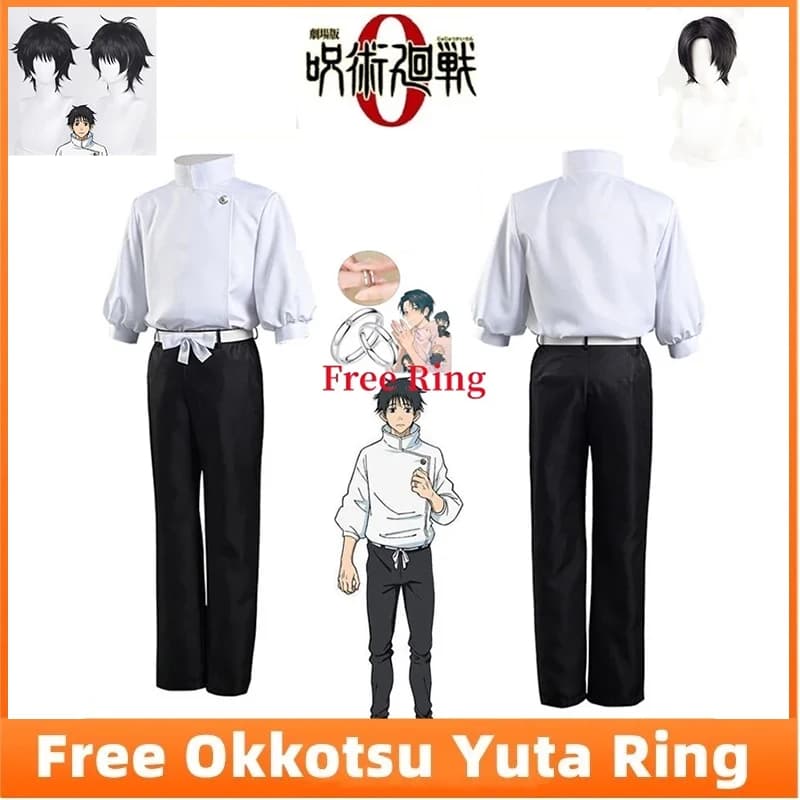 Anime Jujutsu Kaisen Yuta Okkotsu Cosplay Costume Men Women Halloween Party Uniforms Tops + Pants + Belt