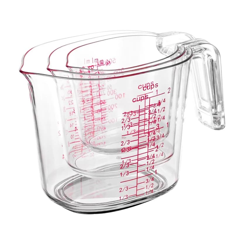 Misurini per nidificazione trasparenti da 1 tazza, 2 tazze, 4 tazze Set misurino per liquidi con impugnatura angolata in plastica per cucina