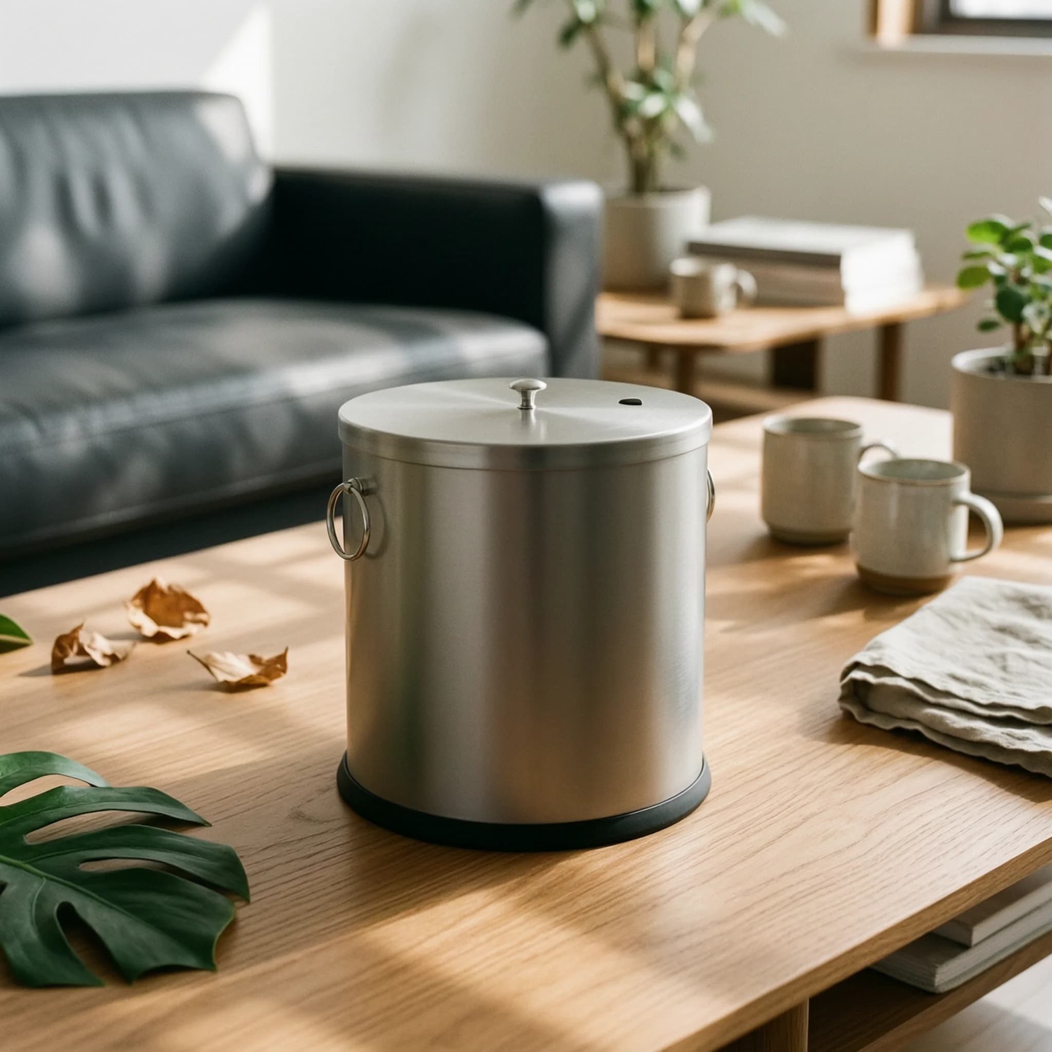 Cylindrical Stainless Steel Tea Bucket with Lid Round Waste and Wastewater Bucket for Gongfu Tea Sessions
