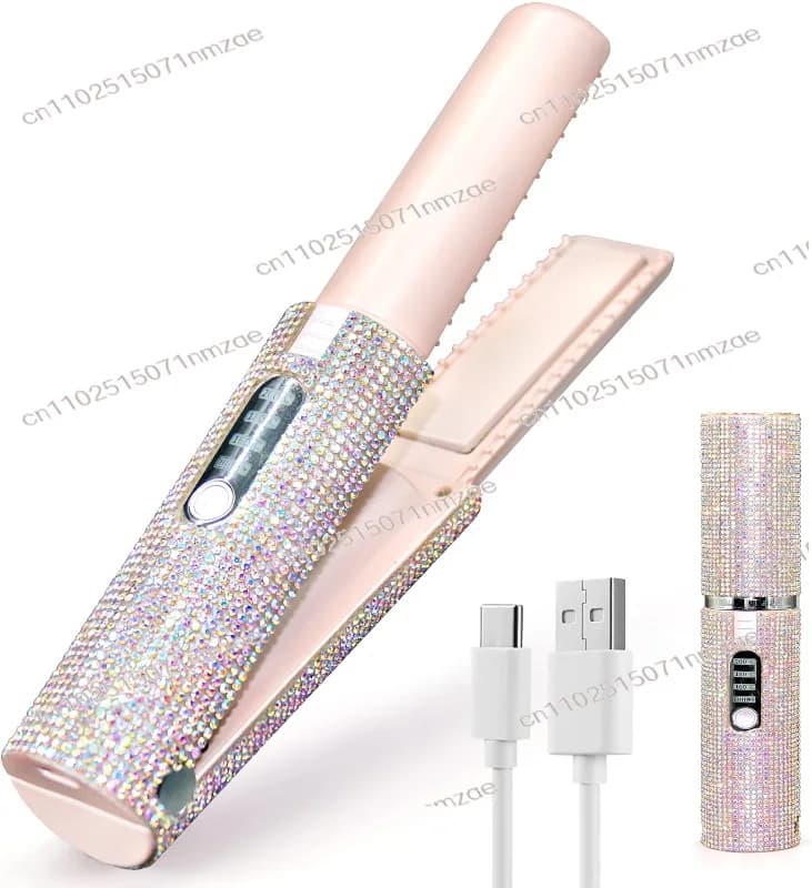 Mini wireless iron with portable hair plate 2 in 1 with wireless charging