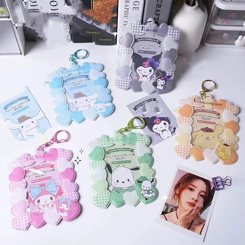 Portachiavi Anime Sanrio Cinnamoroll Melody, Ciondolo Carino Hello Kitty Pochacco, Porta Foto e Carte Studenti