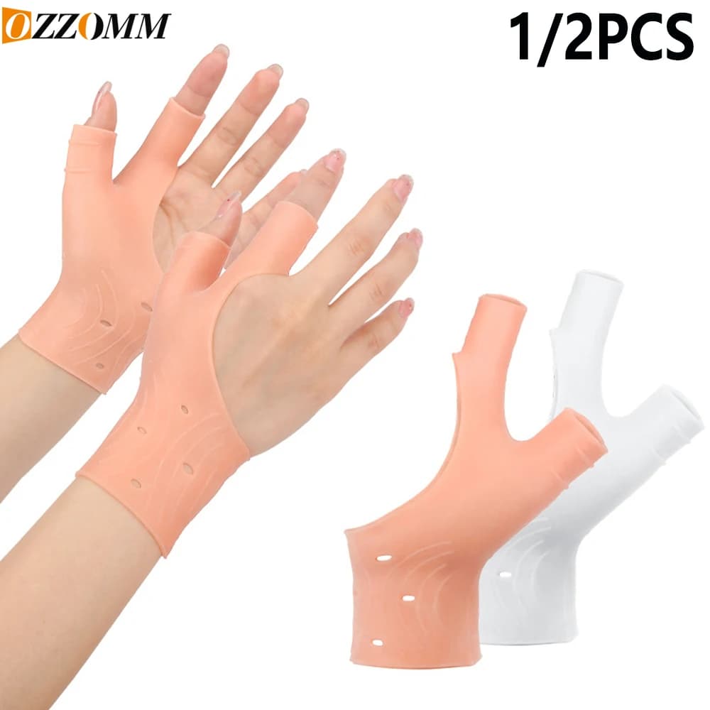 Wrist and thumb support for maximum comfort all day - Breathable and elastic fingerless glove to relieve pain from arthritis, typing, gym