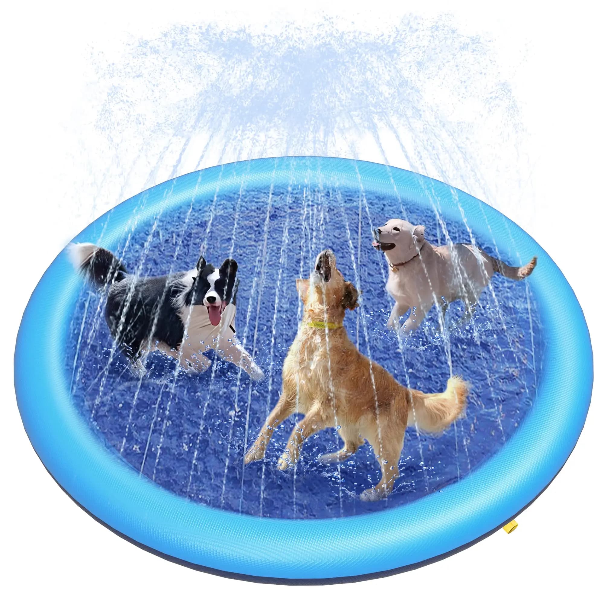 Tappetino Spruzzatore per Cani, Giocattolo Piscina con Spruzzatore Spesso Antiscivolo, Giocattolo Acquatico Esterno Estivo per Giardino, Tappetino Fontana per Bambini