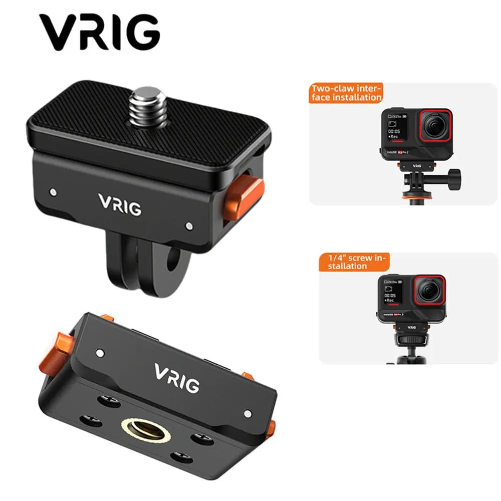 Staffa di espansione telecamera magnetica VRIG per Insta 360 ACE/ACE PRO/ACE PRO2 con supporto a 2 poli e piastra da 1/4 "per Insta 360 X5/X4/X3/X2