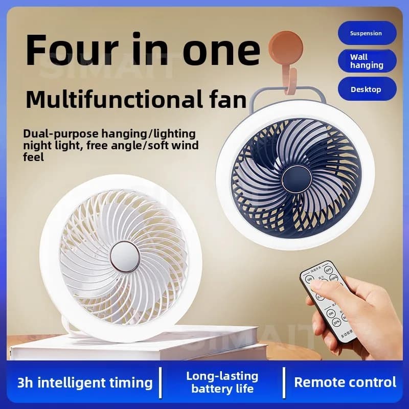 New Remote Control Multi-function Desktop Ceiling Fan, Wall Hanging, Portable, Mini USB Night Light Fan
