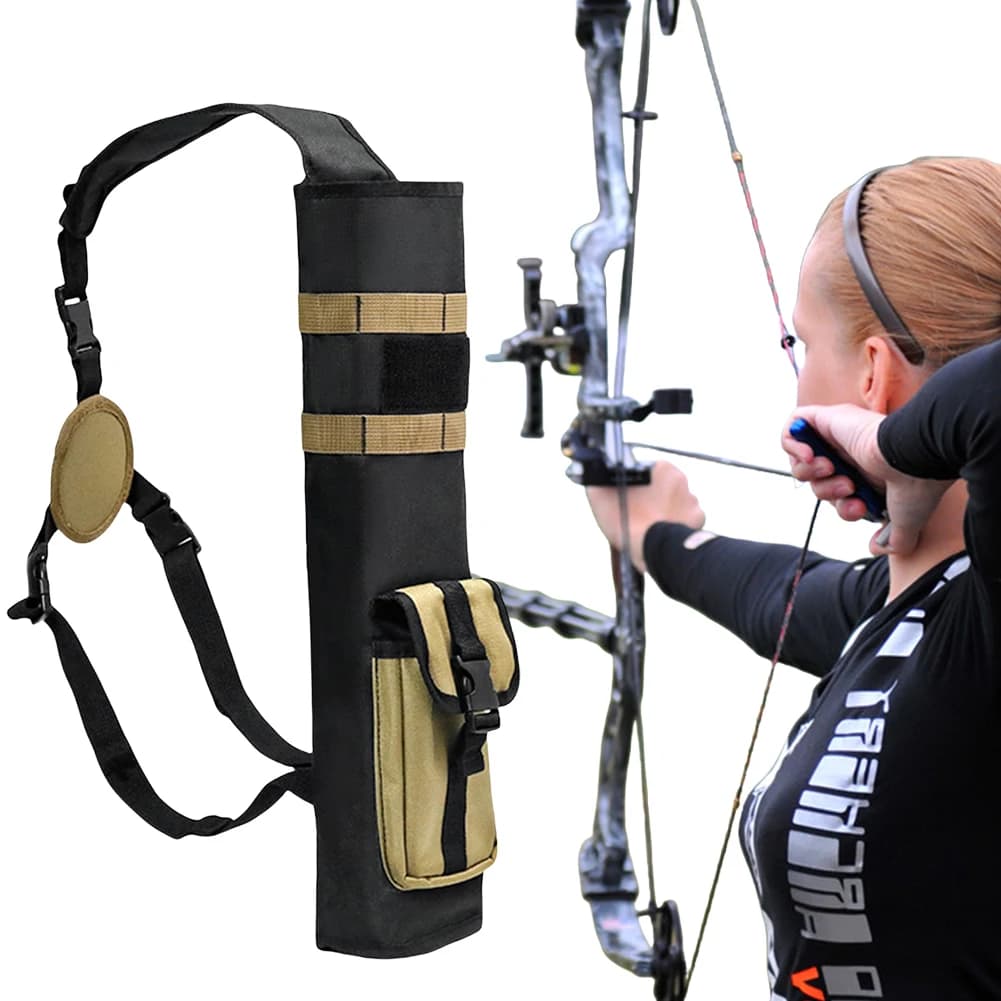 Archery Quiver with Molle System Pocket Lightweight Arrow Holder Dual Use Adjustable Arrow Bag for Bow Target Practicing
