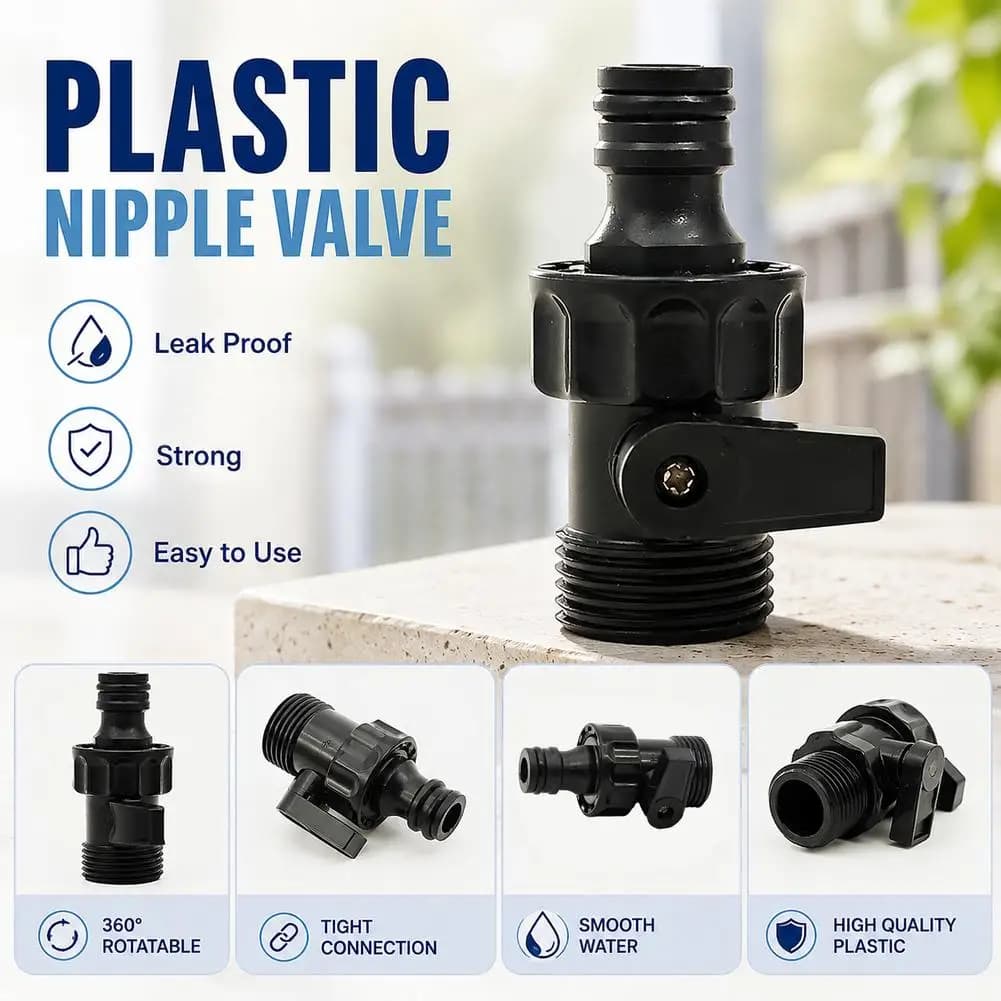 Garden Hose Quick Connector With Shut-off Valve Leak Free Water Pipe Adapter For Irrigation Spray Nozzle Lawn Car Washing Tool