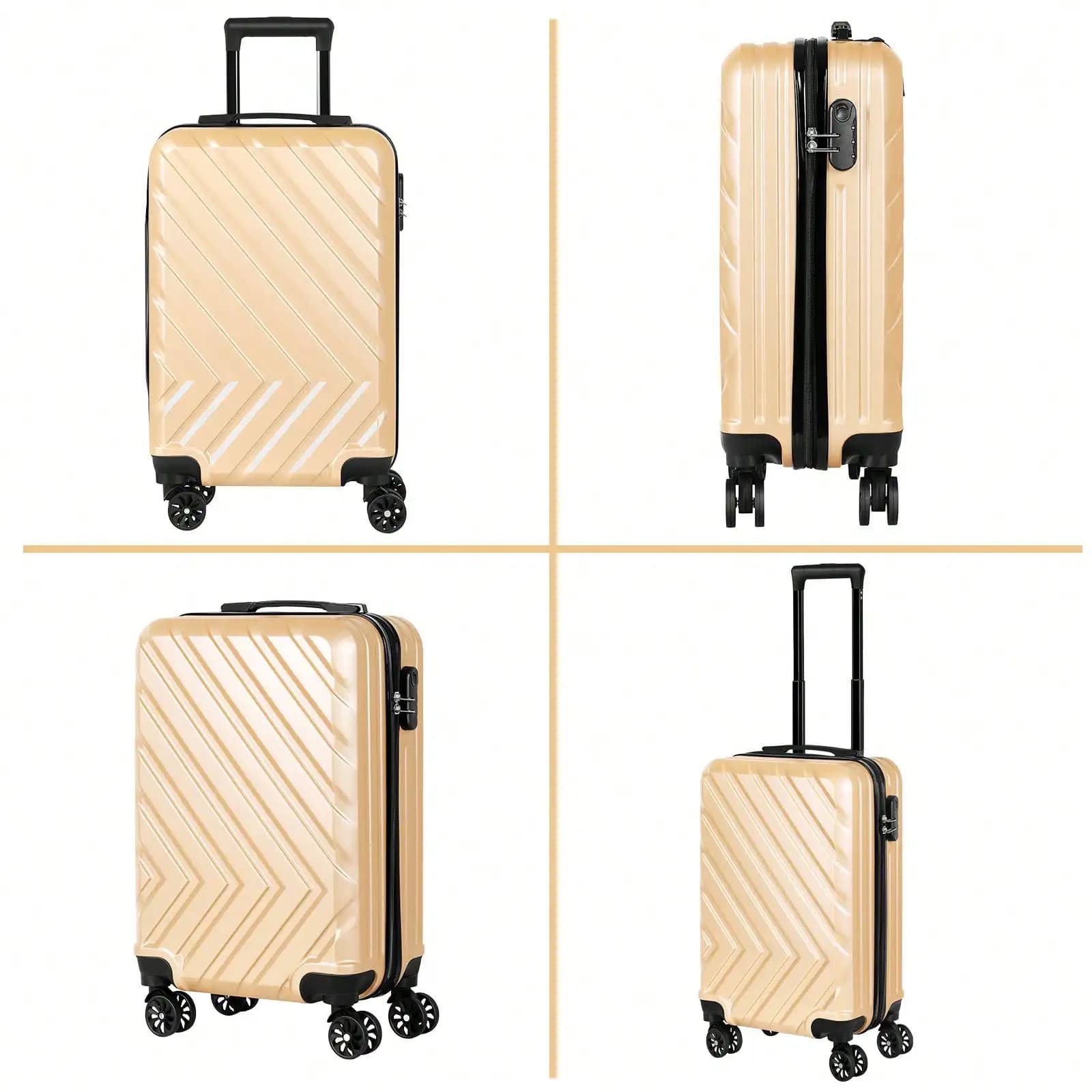 Approved 20 Inch Hardside Carry-On Luggage With Spinner Wheels, Hard Shell Luggage With Lock, Hard Case Small Travel Suitcase Trolley Suitcase Traveling Bags Suitcase Clothes Storage Cruise Essentials Travel Essentials Vacation Vacation Essentials