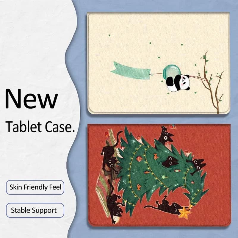 Custodia Morbida per Tablet con Gatto, Albero di Natale e Panda, Regalo per Samsung Galaxy Tab A7 A A8 A9 A11 S6 S11 10.1 10.4 10.5 Pollici Lite Plus
