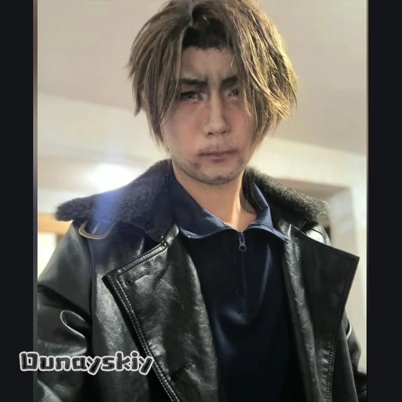 Costume Cosplay Leon S. Kennedy di Resident Evil Dunayskiy*Requiem, Cappotto in PU, Set Completo, Uniforme per Feste, Halloween, Gioco di Ruolo