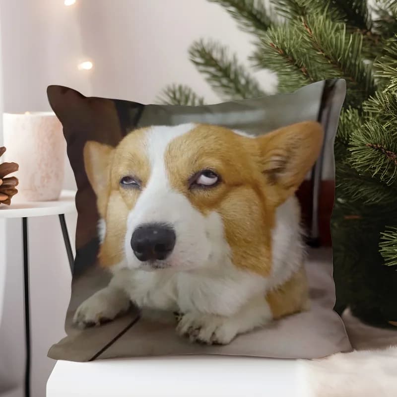 Fodera per cuscino decorativa a doppio lato con simpatico design a cane Corgi, morbida, per letto, divano e poltrona, decorazione per la casa e le vacanze