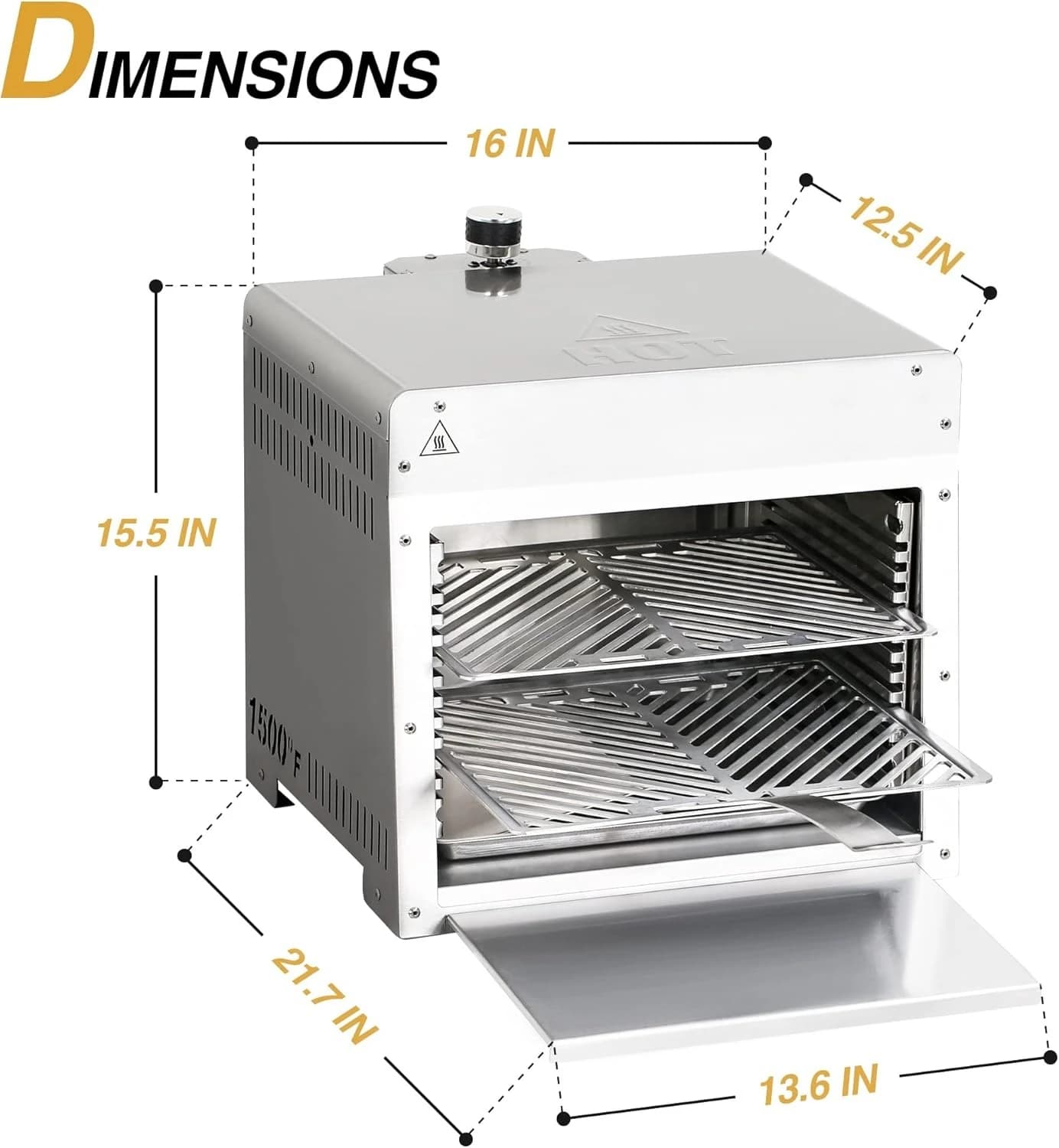 1500 ° F Piccola griglia a gas propano a infrarossi – Stazione portatile per bistecche e scure, barbecue per salamandra all'aperto con pietra per pizza