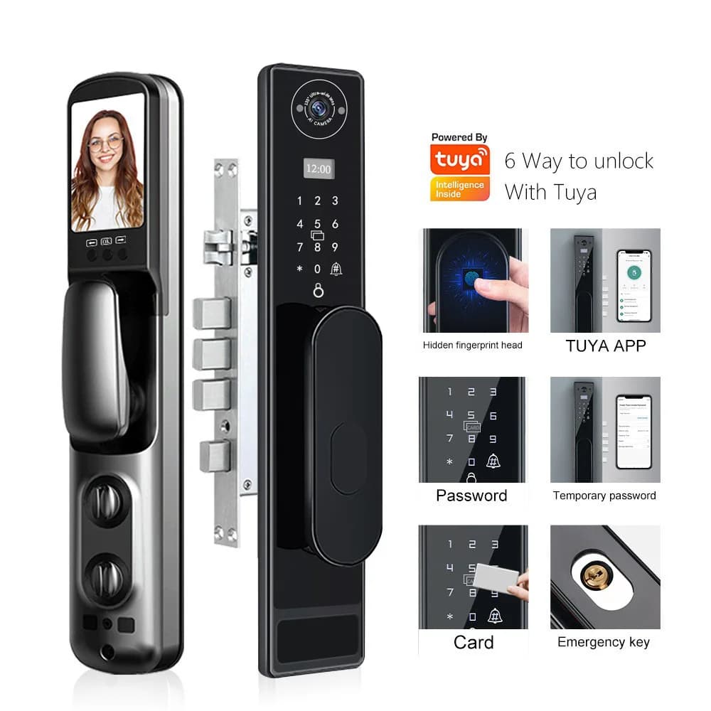 Automatico TUYA Wifi Cat Eye Capture Blocco impronte digitali Stampa Campanello Citofono visivo Smart Lock Serratura antifurto
