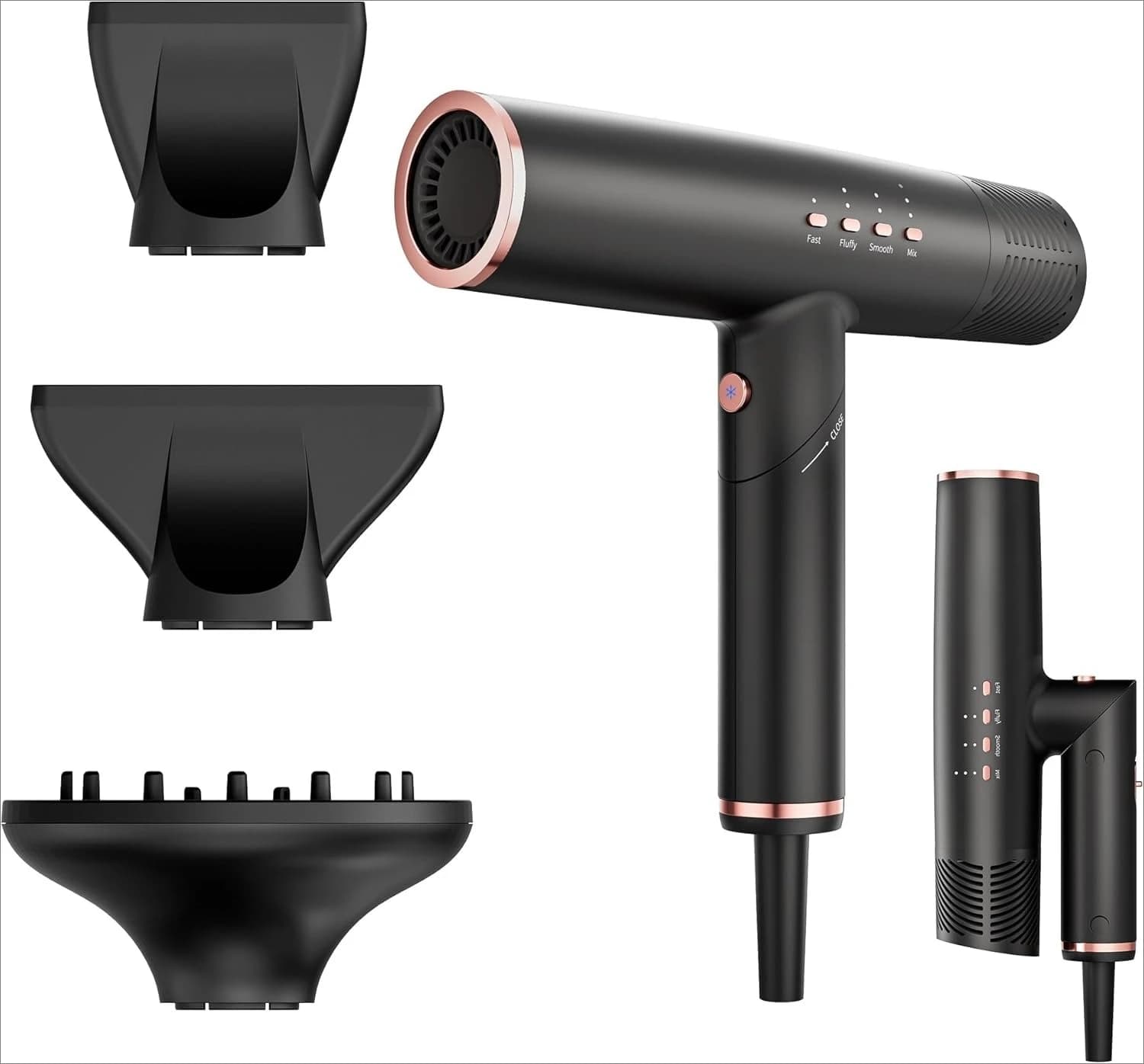 Hair Dryer with Diffuse 110,000 RPM Professional Ionic Hair Dryer 1 Min Fast Drying, Precis Styling, No Heat Damage