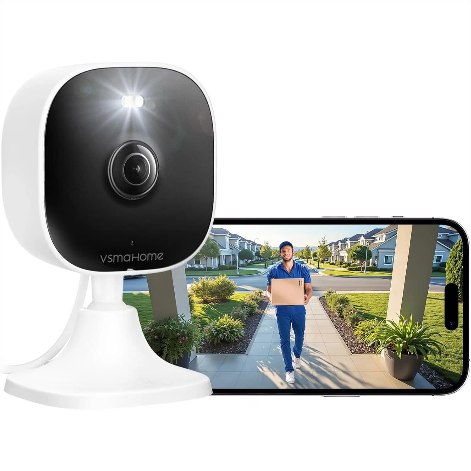 Telecamera di Sicurezza Domestica 4MP con Audio e Video, per Interni/Esterni, Monitoraggio Bambini/Animali Domestici, Plug and Play, Supporta Archiviazione su Scheda 128G