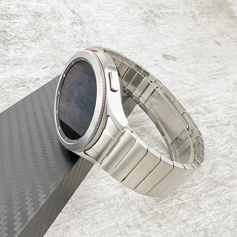 For Samsung Galaxy Watch4 Smartwatch Strap One Bead Original Buckle Stainless Steel Metal Strap