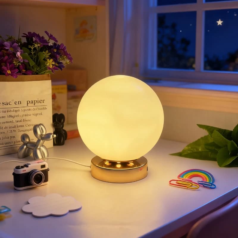 Table Lamp with White Glass Ball, Creative Nordic Design, for Bar, Clothing Stores, Desk, Bedroom, Bedside Table, Hot Light