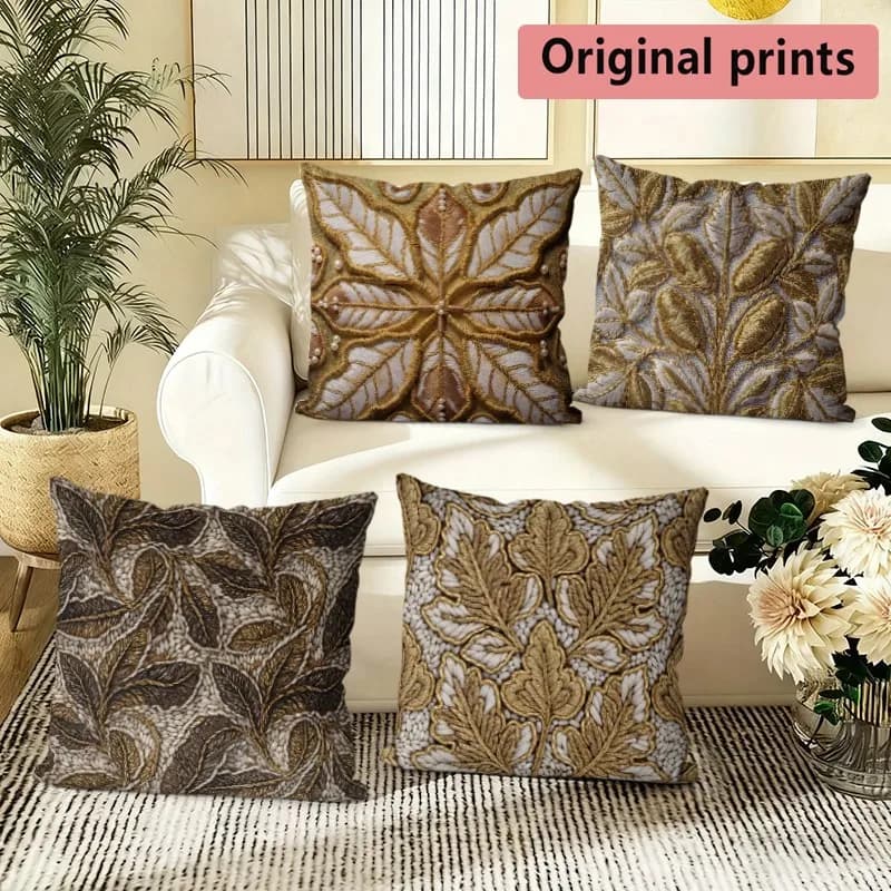Vintage Leaf Embossed Throw Pillow Covers Pattern Cushion Cover Suitable for Sofa Bedroom Car Pillow Cover