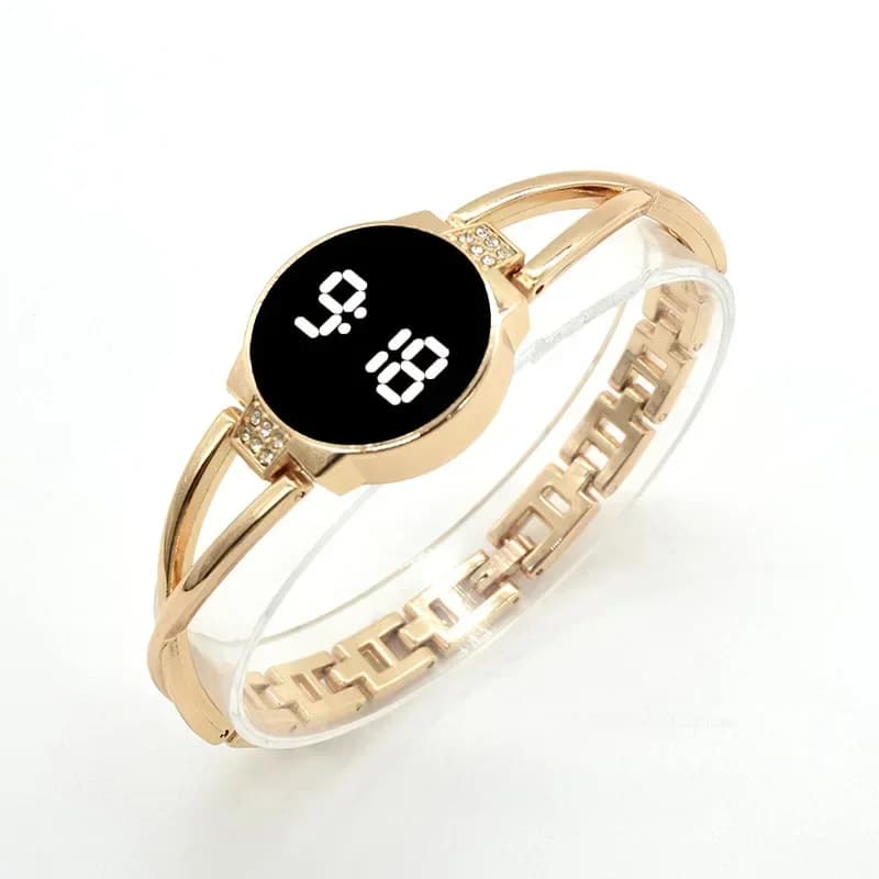 Orologio alla moda a LED per donna Touch Screen Orologio da donna con cinturino in acciaio per studenti elettronici Orologio da polso da donna Orologi stile semplice