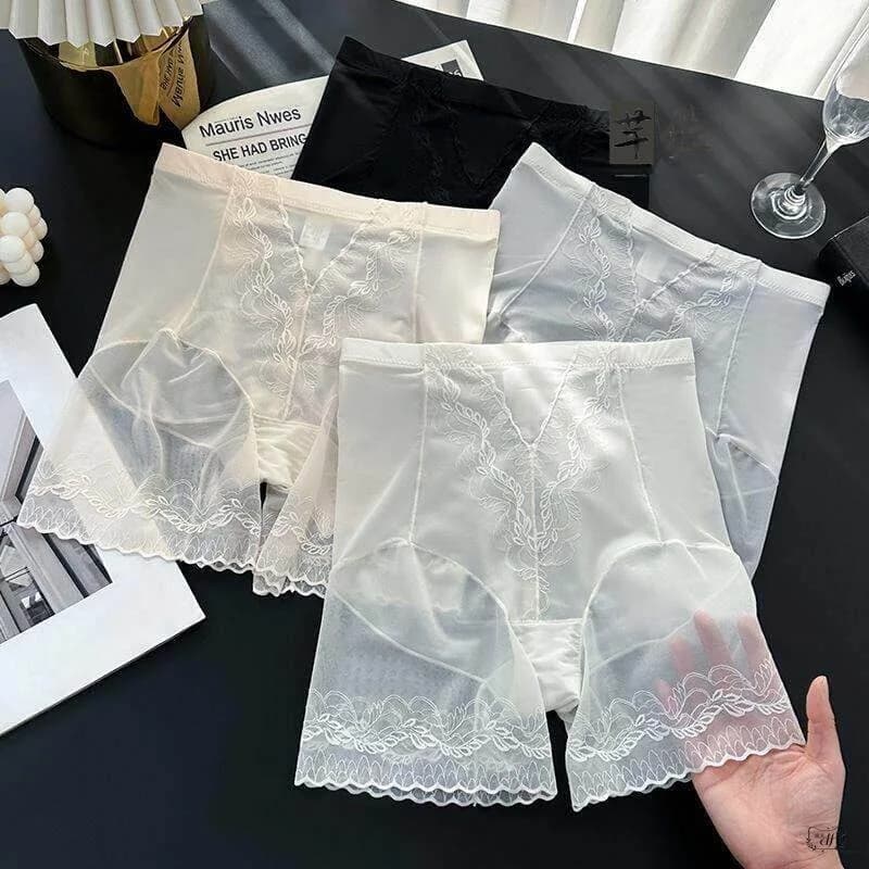 Summer Lace High Waist Ice Silk Women's Underwear Anti Exposure No Roll Sexy Briefs Comfortable Breathable Inner Pants