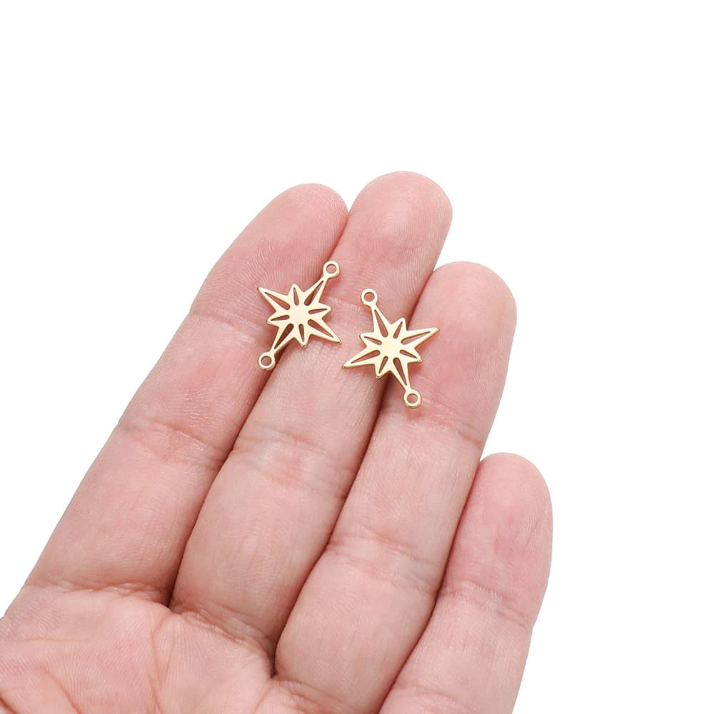20 pezzi di ciondoli a forma di stella in acciaio inossidabile pendenti con fiocchi di neve di Natale per gioielli delicati fai da te bracciali risultati collane forniture
