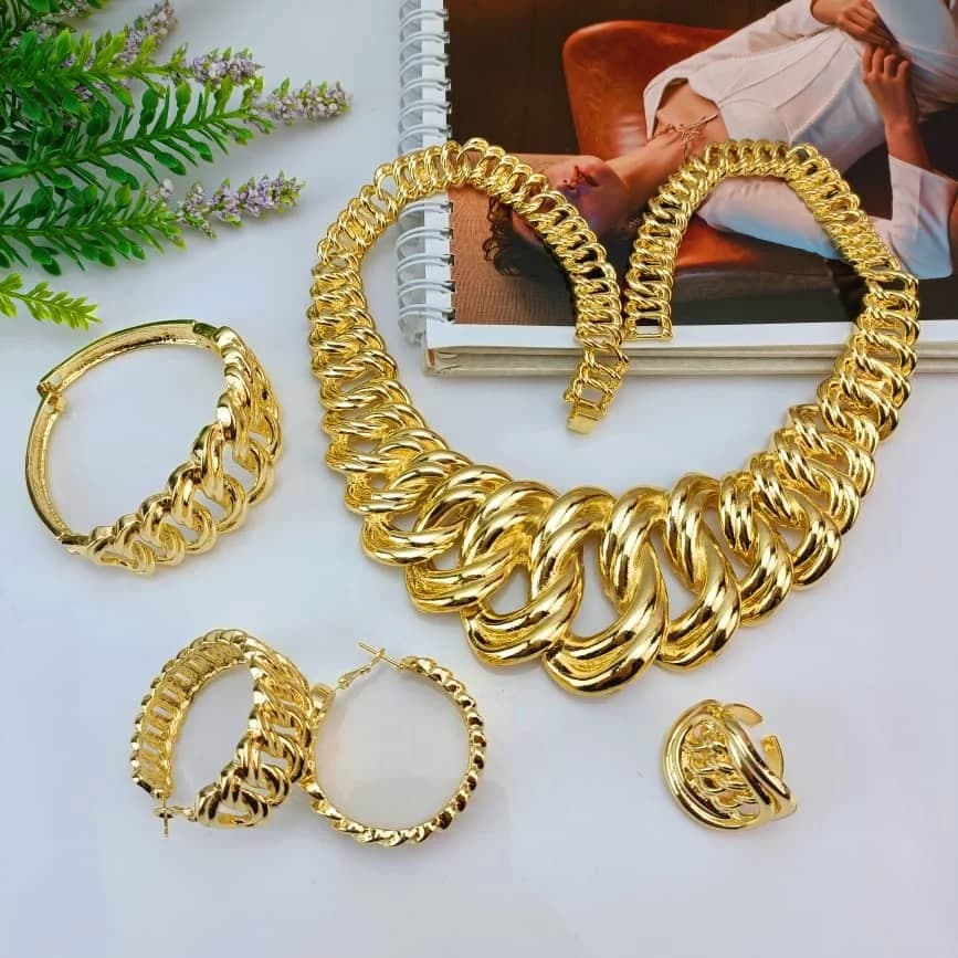 EMMA Gioielli Collana di lusso Set di gioielli per donna Dubai Colore oro Africano Arabo Matrimonio Set da collezione nuziale