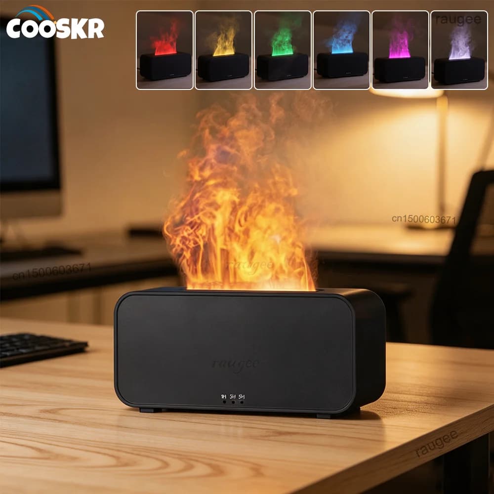 Aroma Humidifier Flame Air Humidifier Fragrance Diffuser Essential Oil Diffuser LED Light Mini Aromatherapy Humidifier for Home