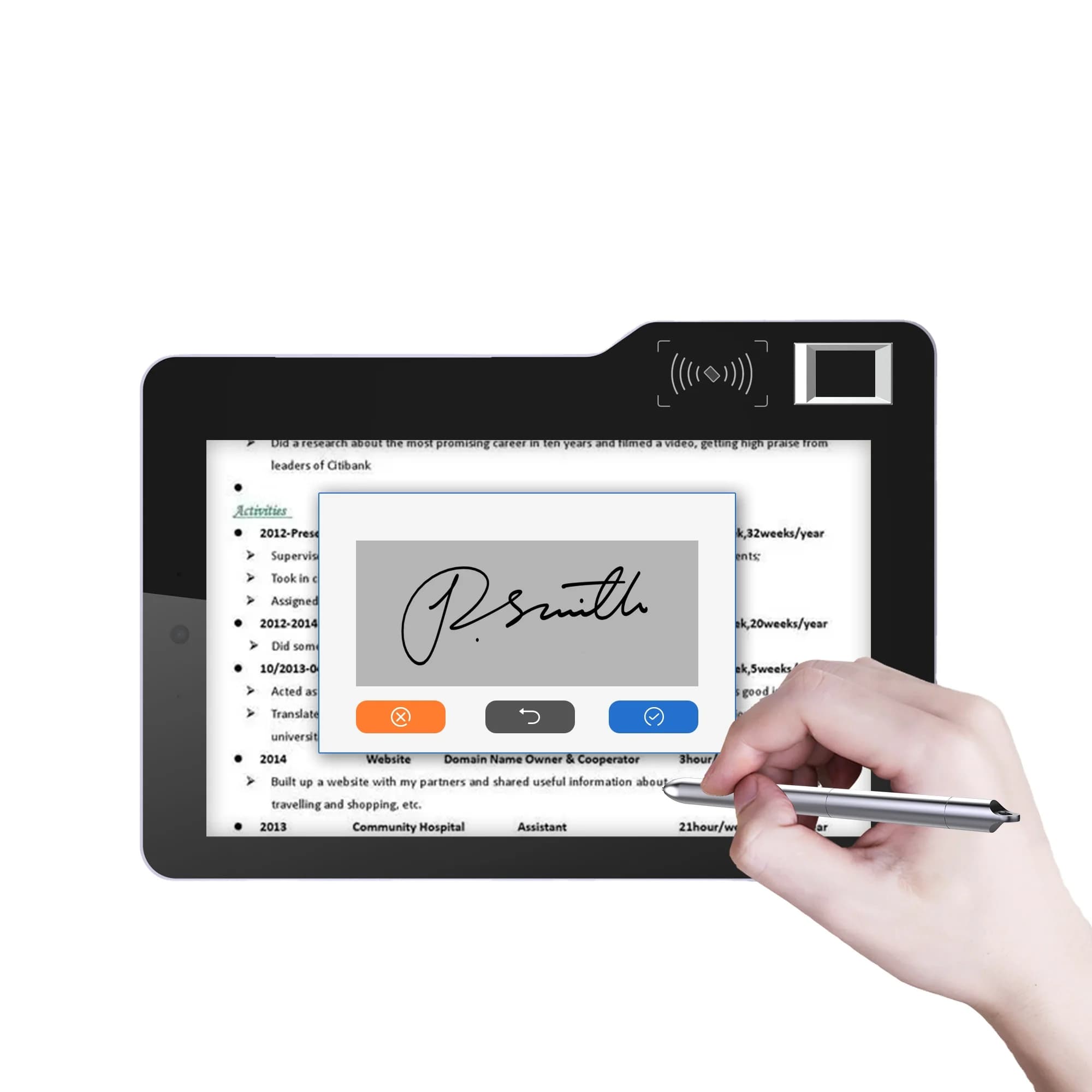 MT610 10.1 Inch Android Tablet with Biometric Fingerprint Scanner NFC & Digital Signature Pad Mobile & in Stock